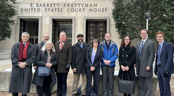 Lawyers in front of court house