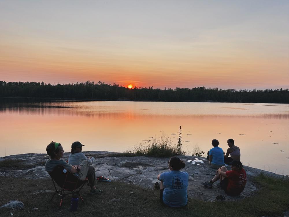 group at sunset