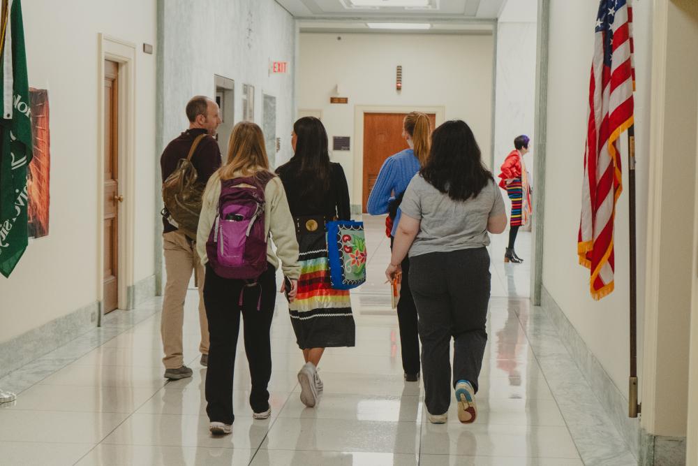 Kids for the Boundary Waters walking to next meeting in Congressional Office Building