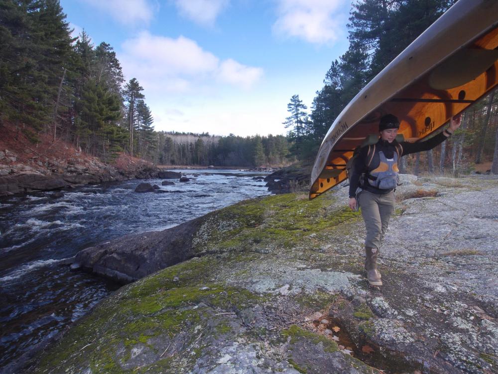 Portaging a canoe in the BWCAW